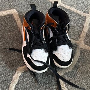 Kids High-Top Sneakers - Black, White, and Orange
